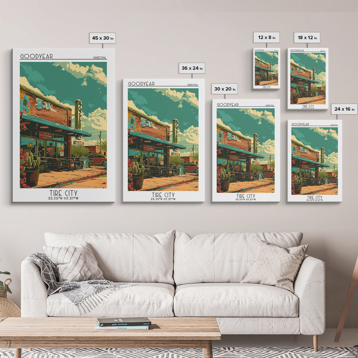 Goodyear Travel Poster, Canvas Print, City Travel Poster, Vintage City Poster, Living Room Wall Art, Travel Wall Art, City Art Print