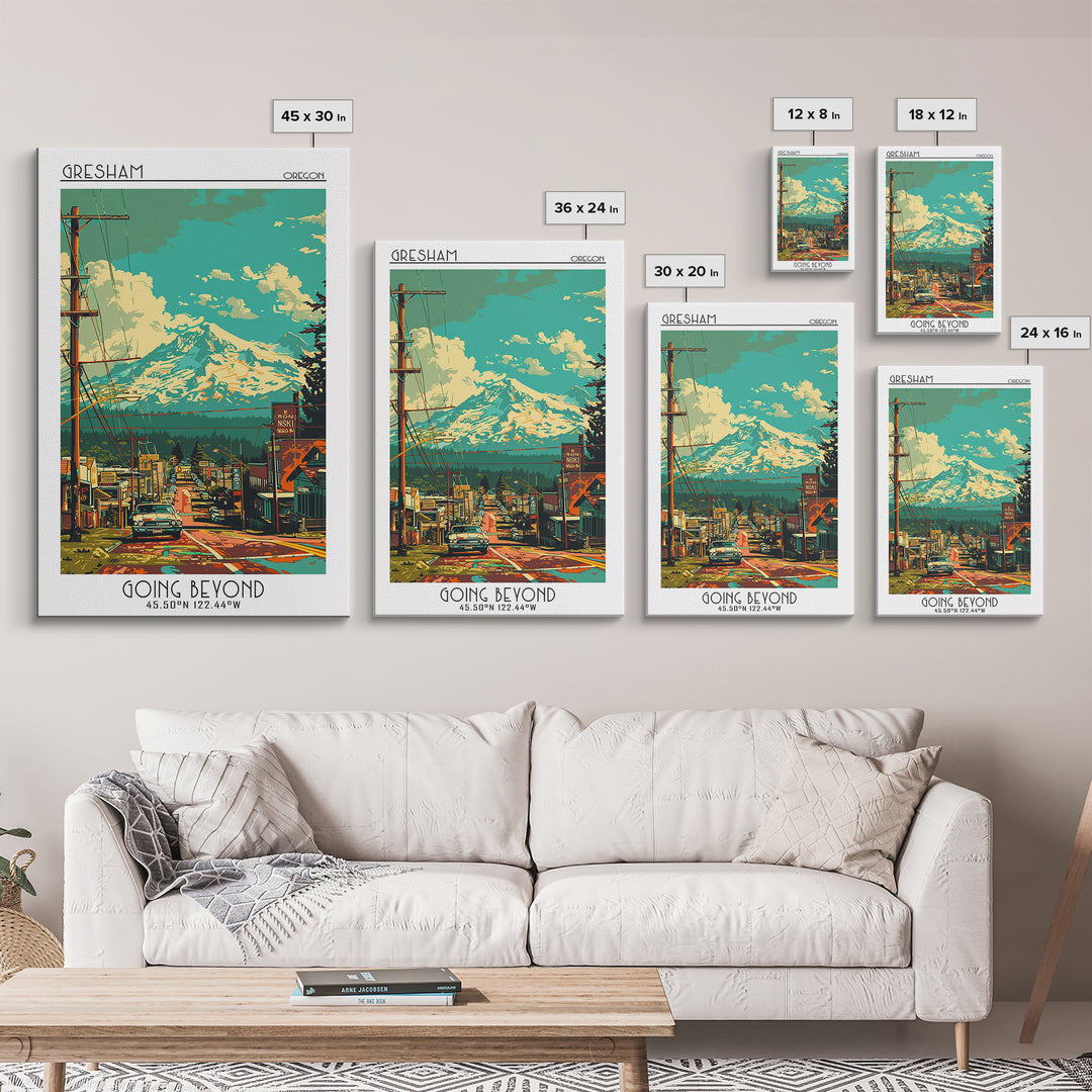 Gresham Travel Poster, Framed Canvas Print, City Travel Poster, Travel Wall Art, Travel Art Print, Minimalist Poster, Retro Wall Art