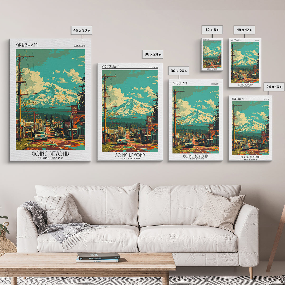 Gresham Travel Poster, Framed Canvas Print, City Travel Poster, Travel Wall Art, Travel Art Print, Minimalist Poster, Retro Wall Art