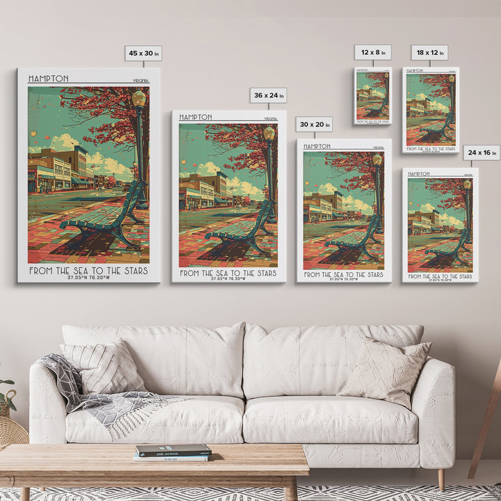 Hampton Travel Poster, Canvas Print, Travel Wall Art, City Wall Art, Poster Art, Modern Wall Decor, Retro Wall Art, Travel Art Print