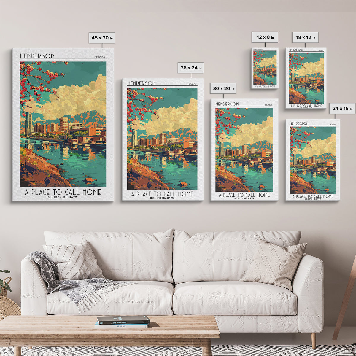 Henderson Travel Poster, Canvas Print, Poster Print, Travel Wall Art, Mid Century Wall Art, Travel Decor, Wall Art, Travel Art Print