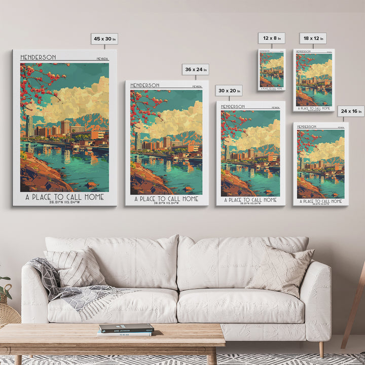 Henderson Travel Poster, Canvas Print, Poster Print, Travel Wall Art, Mid Century Wall Art, Travel Decor, Wall Art, Travel Art Print