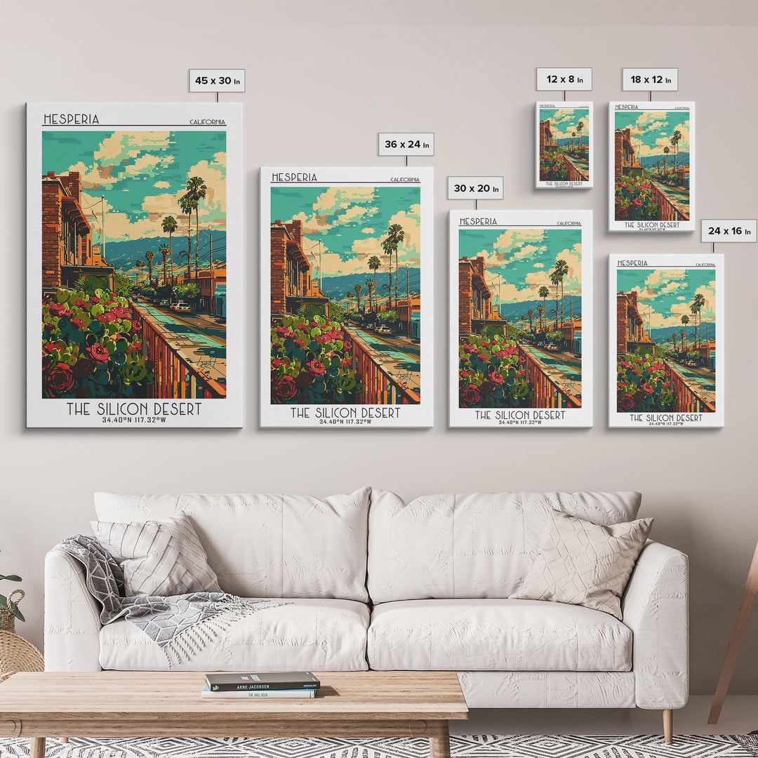 Hesperia Travel Poster, Framed Canvas Print, Vintage Travel Print, City Wall Art, Travel Wall Art, Vintage Travel Art, Landscape Art