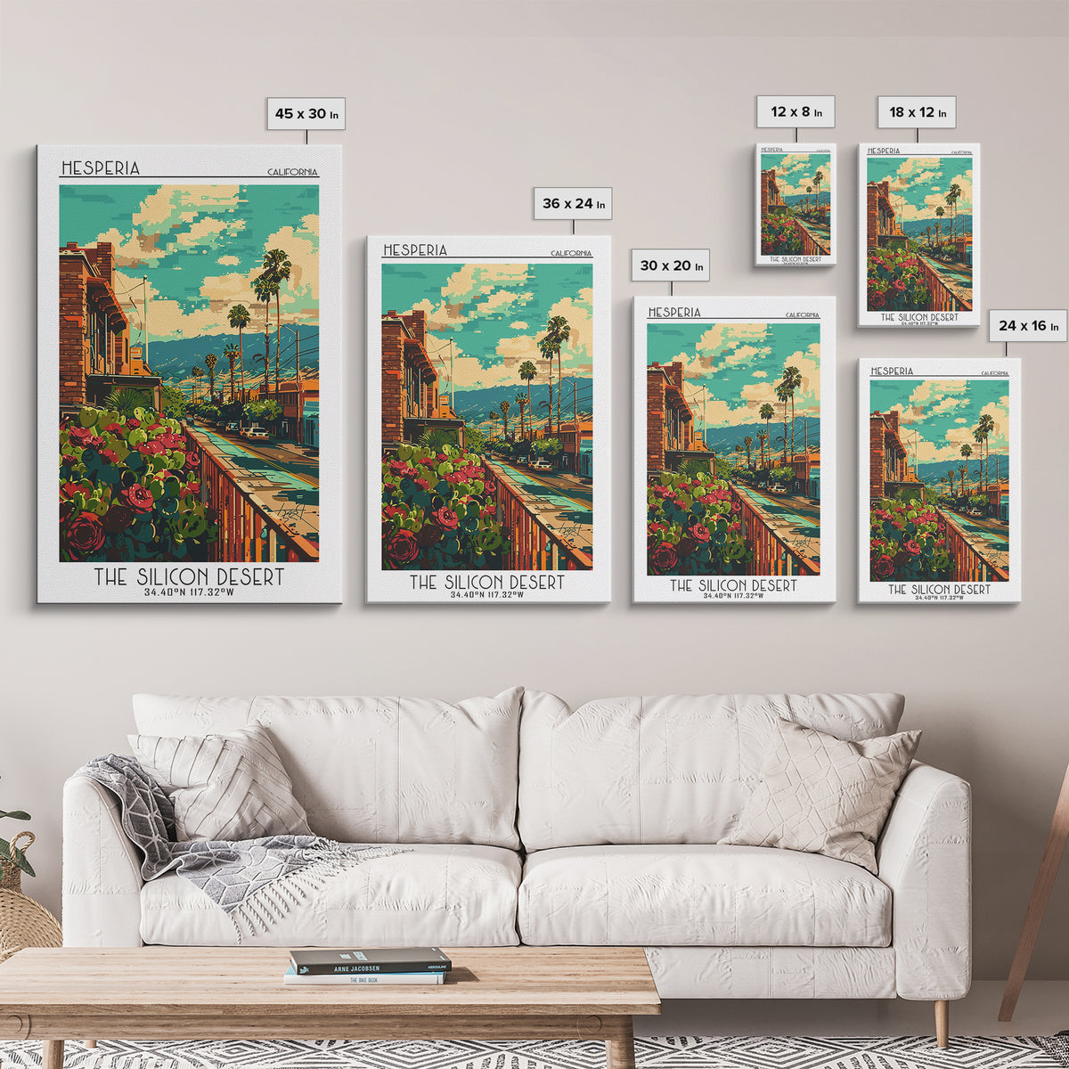 Hesperia Travel Poster, Framed Canvas Print, Vintage Travel Print, City Wall Art, Travel Wall Art, Vintage Travel Art, Landscape Art