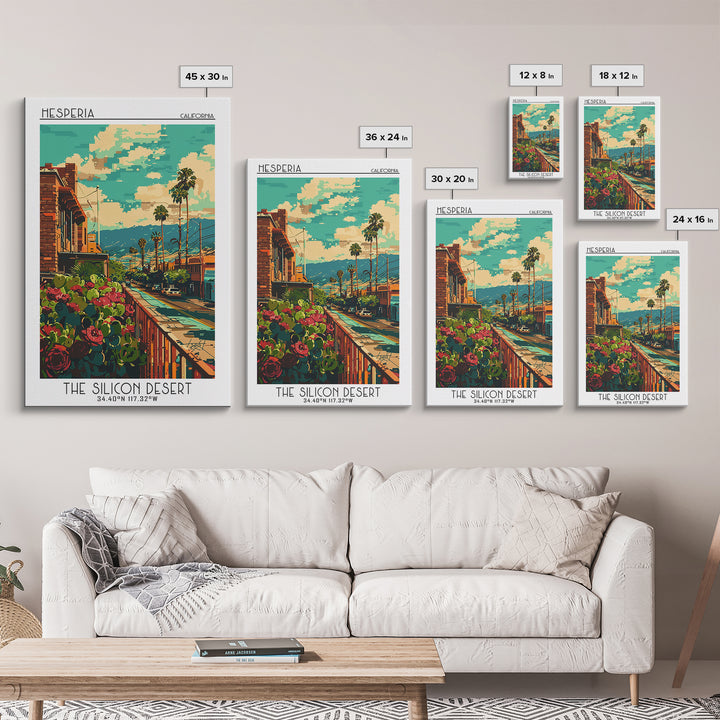 Hesperia Travel Poster, Framed Canvas Print, Vintage Travel Print, City Wall Art, Travel Wall Art, Vintage Travel Art, Landscape Art