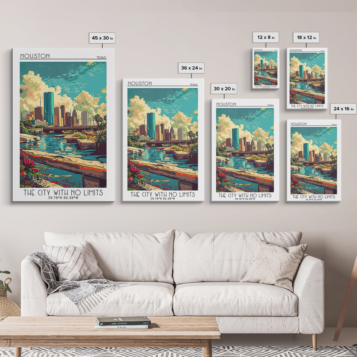 Houston Travel Poster, Canvas Print, City Travel Poster, Travel Wall Art, Art Print, Travel Print, Retro Travel Print, Landscape Art
