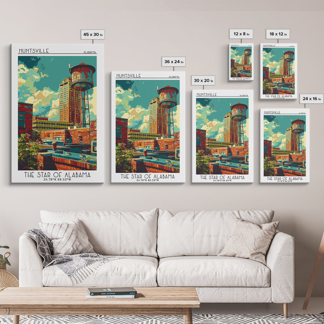 Huntsville Travel Poster, Canvas Print, Poster Print, Travel Wall Art, Travel Wall Decor, Wall Art, Travel Print, Retro Travel Print