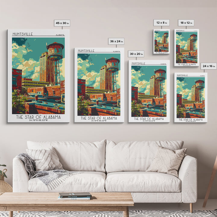 Huntsville Travel Poster, Canvas Print, Poster Print, Travel Wall Art, Travel Wall Decor, Wall Art, Travel Print, Retro Travel Print