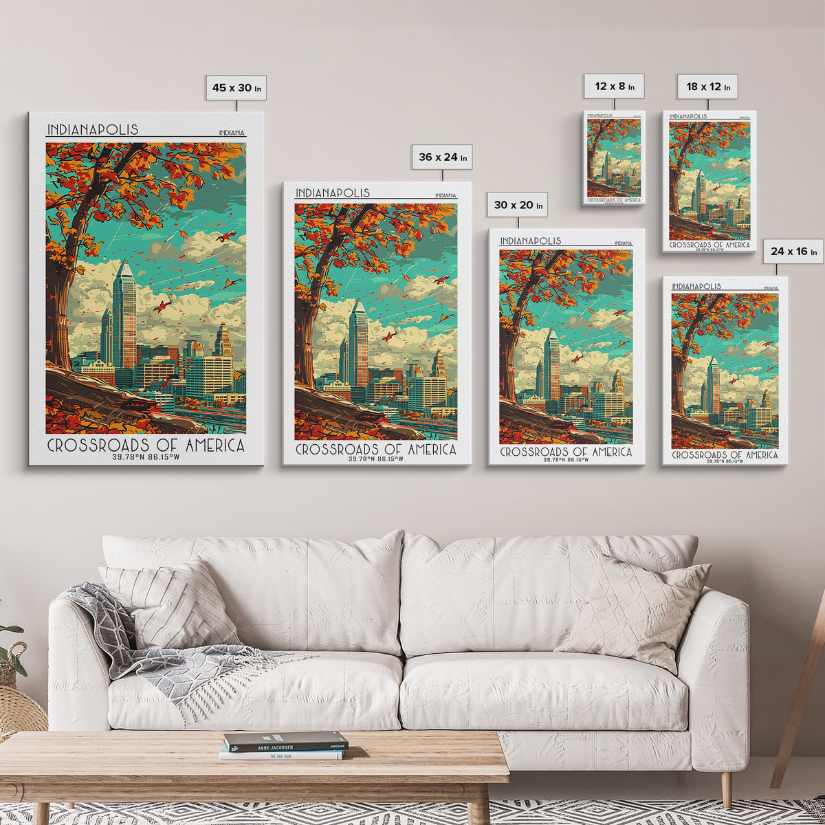 Indianapolis Travel Poster, Canvas Print, Retro Travel Poster, City Wall Art, Art Print, Minimalist Poster, Home Decor, Travel Decor