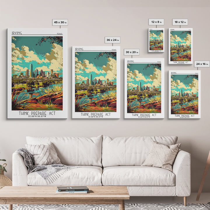Irving Travel Poster, Framed Canvas Print, City Travel Poster, Vintage City Poster, Retro Wall Art, Retro Travel Print, Poster Print