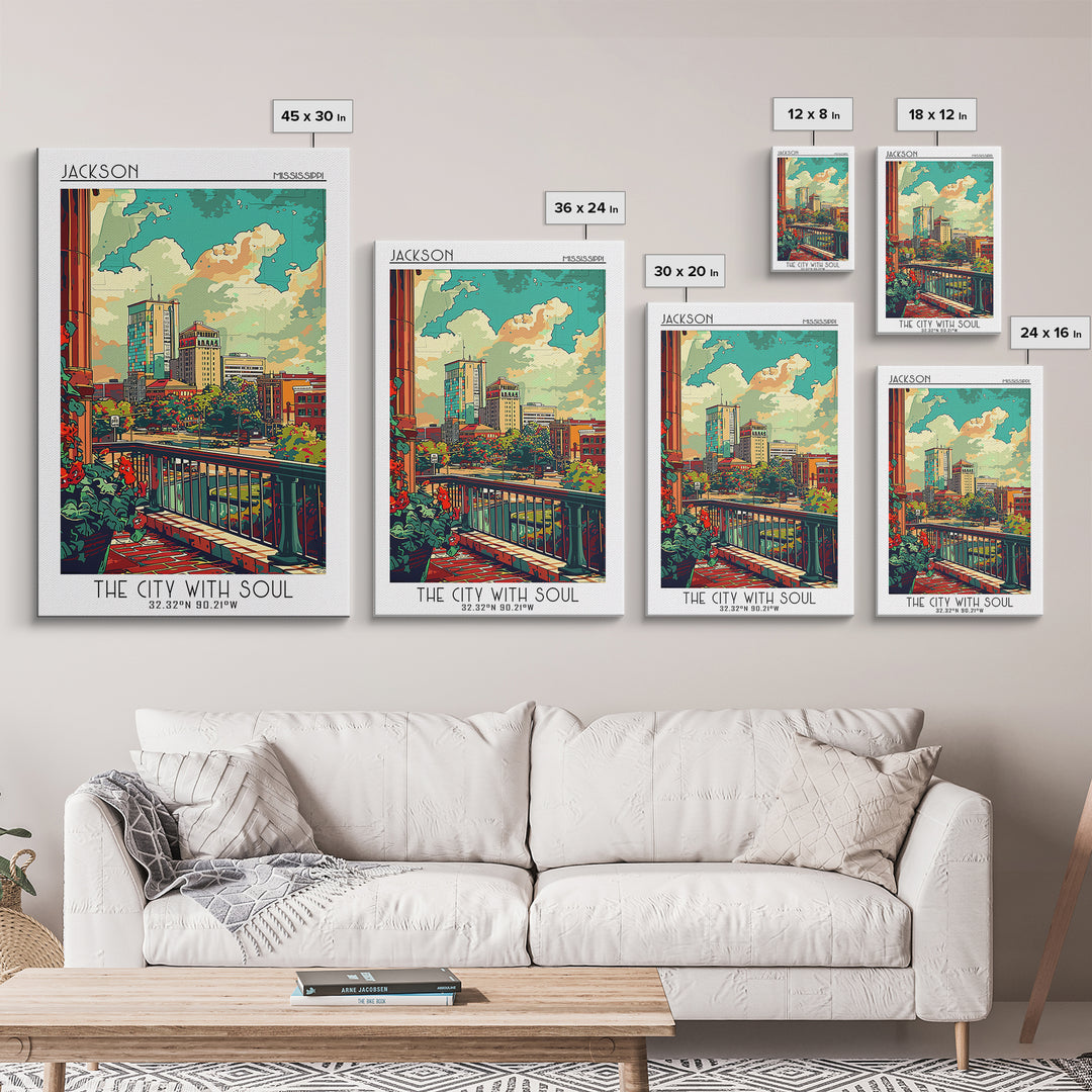 Jackson Travel Poster, Framed Canvas Print, City Travel Poster, Vintage City Poster, Landscape Art, Vintage Poster, Travel Art Print