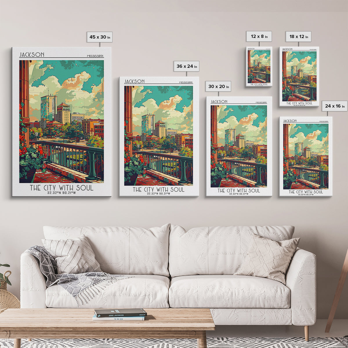 Jackson Travel Poster, Framed Canvas Print, City Travel Poster, Vintage City Poster, Landscape Art, Vintage Poster, Travel Art Print