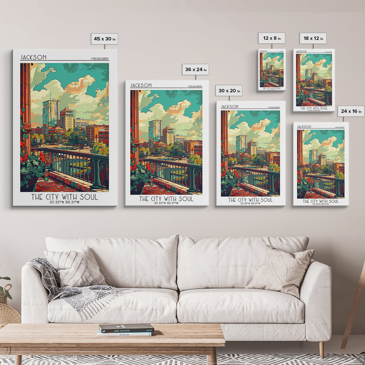 Jackson Travel Poster, Framed Canvas Print, City Travel Poster, Vintage City Poster, Landscape Art, Vintage Poster, Travel Art Print