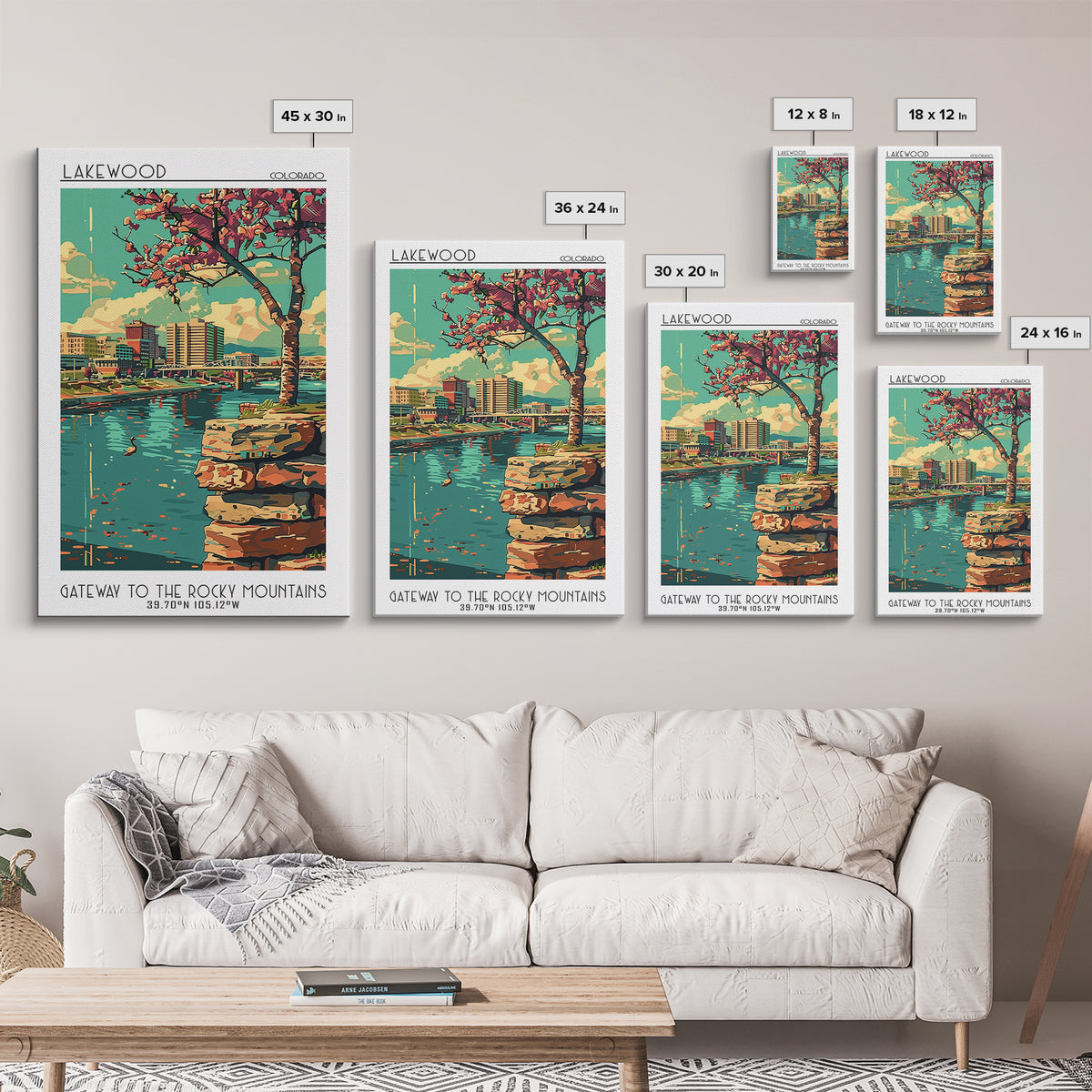 Lakewood Travel Poster, Canvas Print, Travel Art Print, Modern Wall Decor, Wall Art, City Wall Art, Travel Wall Decor, Landscape Art
