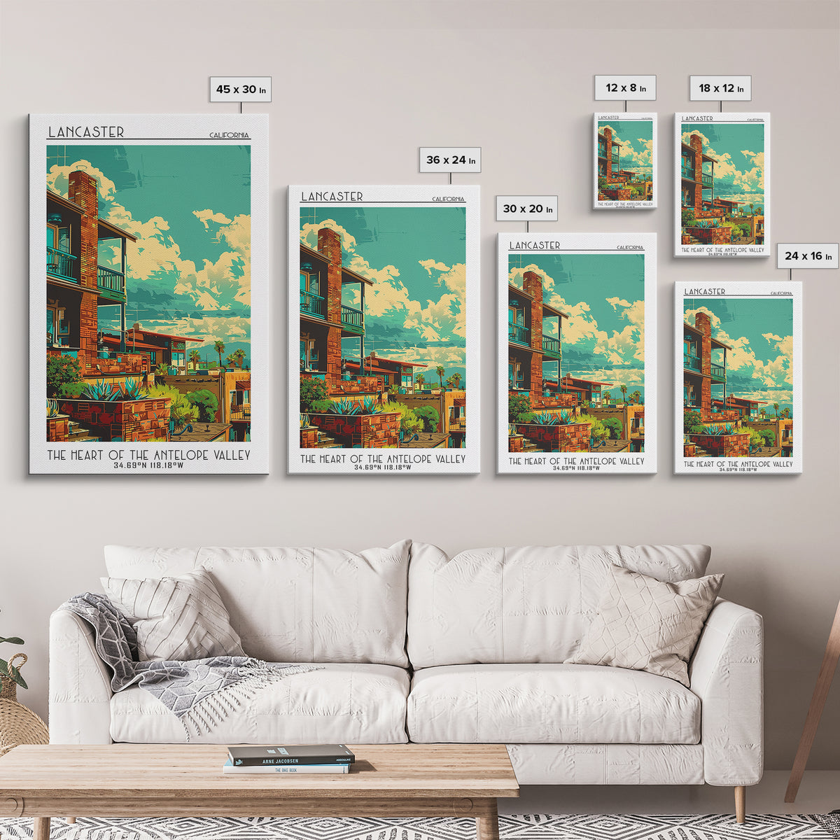 Lancaster Travel Poster, Framed Canvas Print, Vintage Travel Print, City Wall Art, Landscape Art, Minimalist Poster, Travel Wall Art