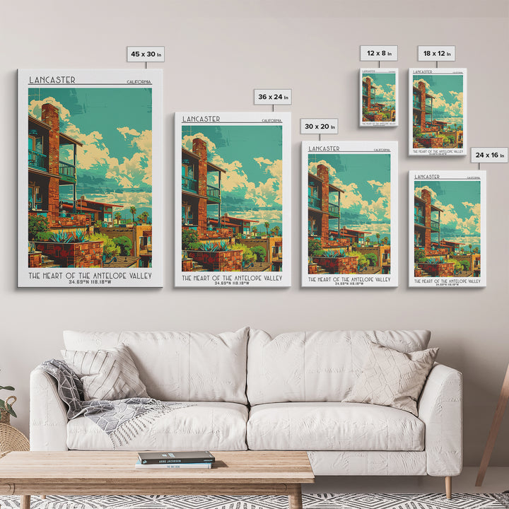 Lancaster Travel Poster, Framed Canvas Print, Vintage Travel Print, City Wall Art, Landscape Art, Minimalist Poster, Travel Wall Art