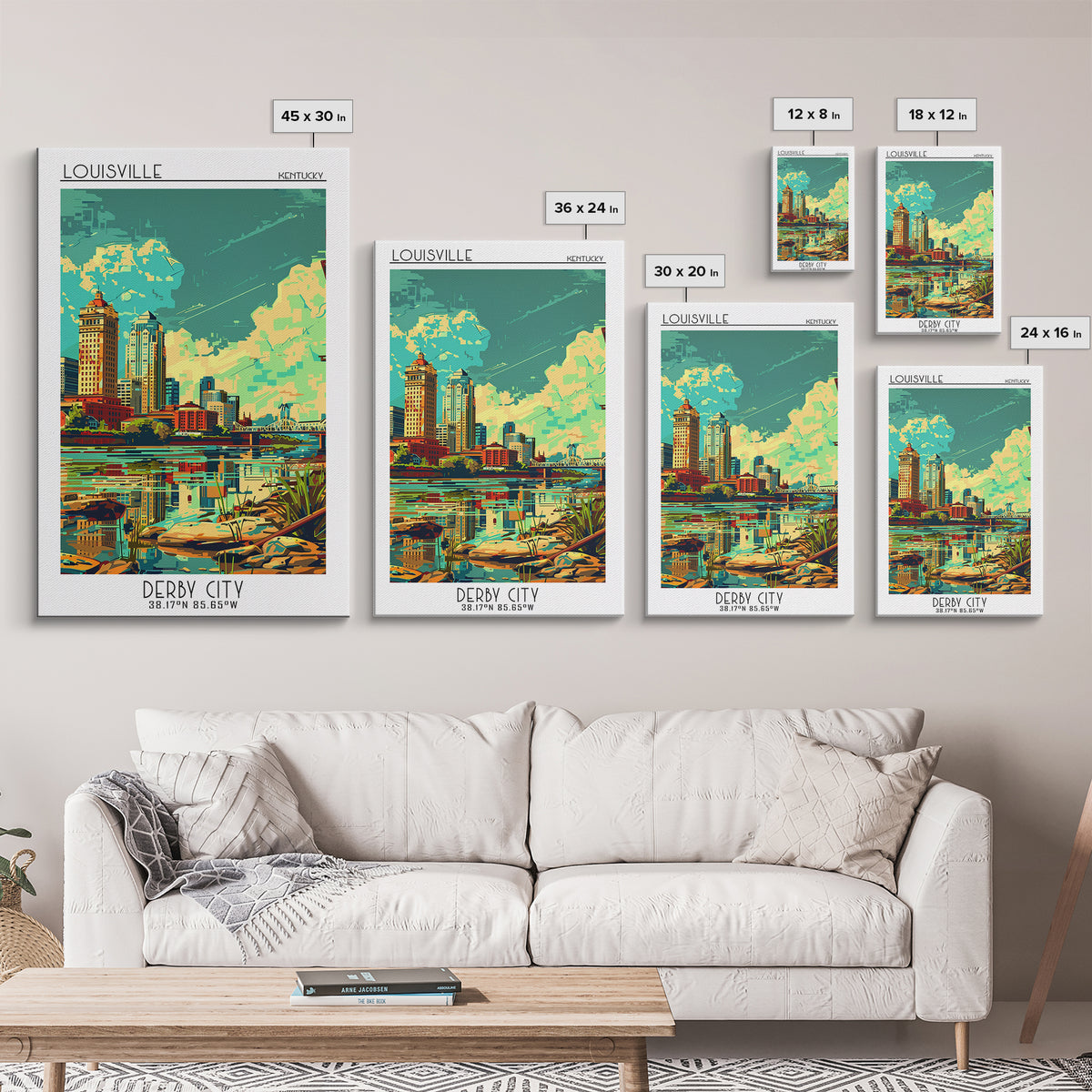 Louisville Travel Poster, Framed Canvas Print, City Travel Poster, Travel Wall Decor, City Art Print, Wall Art, Watercolor Cityscape