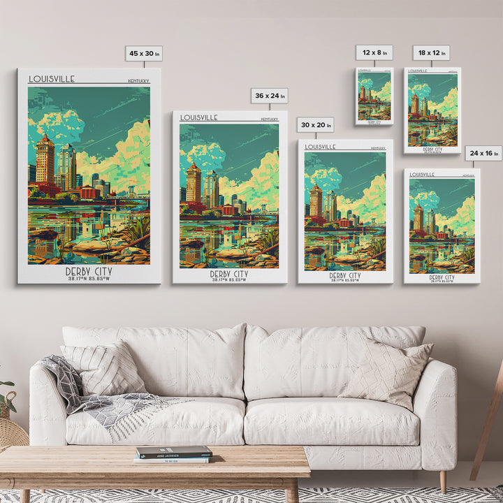 Louisville Travel Poster, Framed Canvas Print, City Travel Poster, Travel Wall Decor, City Art Print, Wall Art, Watercolor Cityscape