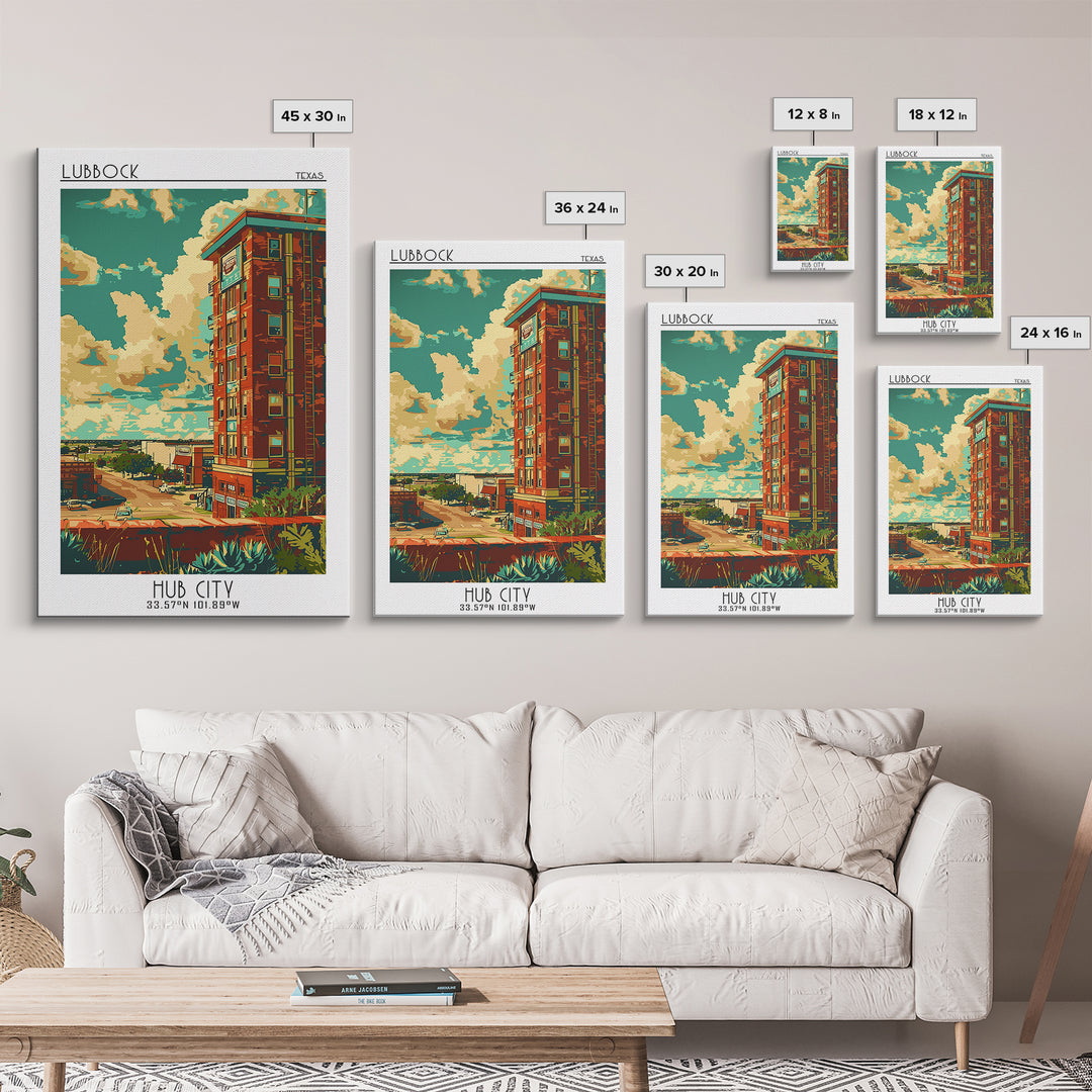 Lubbock Travel Poster, Framed Canvas Print, City Travel Poster, Travel Wall Decor, Living Room Wall Art, Home Office Decor, Wall Art
