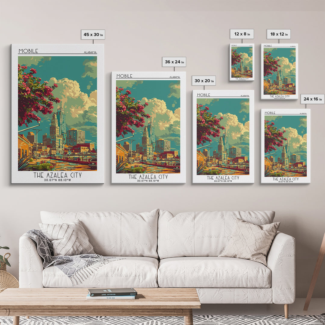 Mobile Travel Poster, Canvas Print, Travel Art Print, Modern Wall Decor, Art Print, Travel Prints, Colorful Wall Art, City Art Print