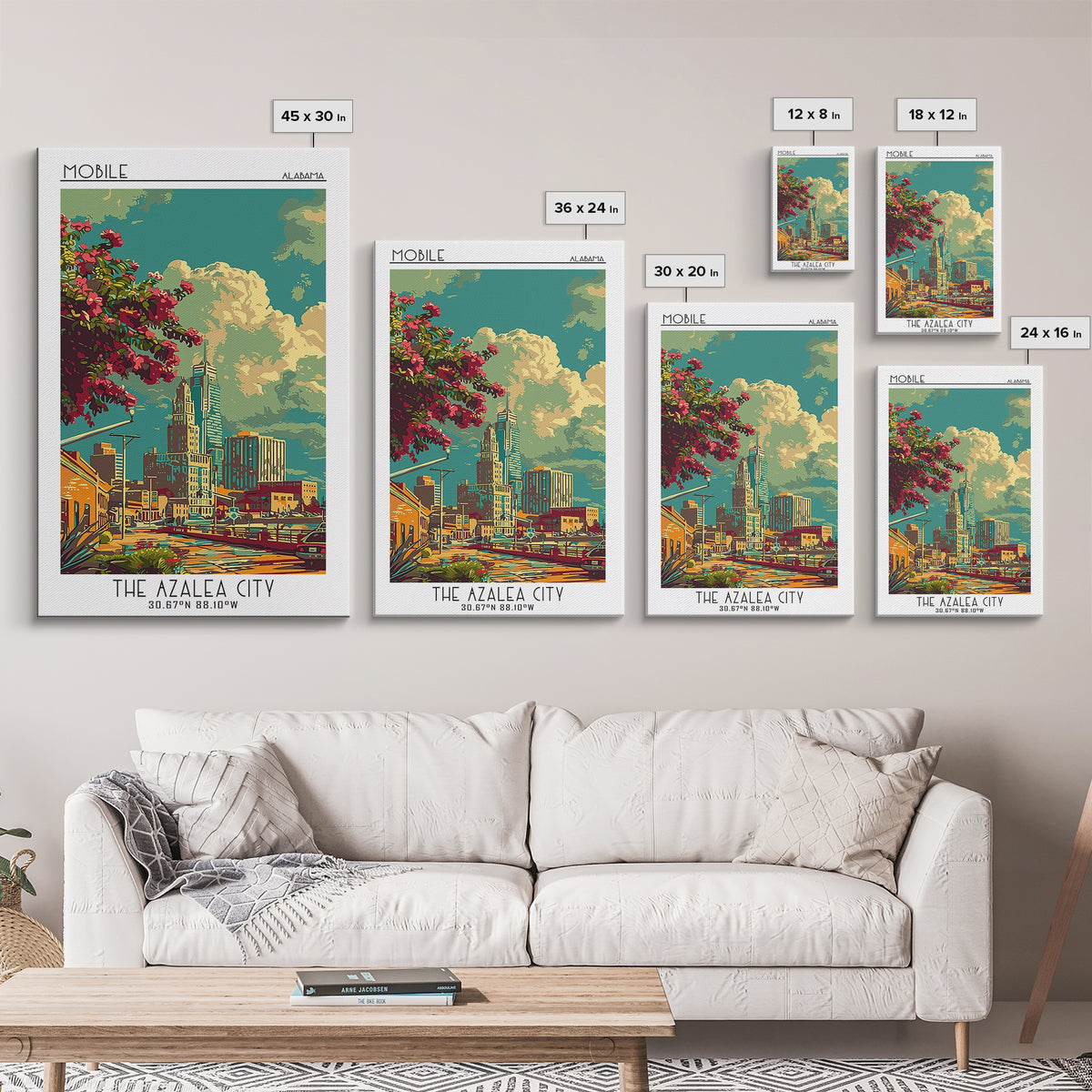 Mobile Travel Poster, Canvas Print, Travel Art Print, Modern Wall Decor, Art Print, Travel Prints, Colorful Wall Art, City Art Print