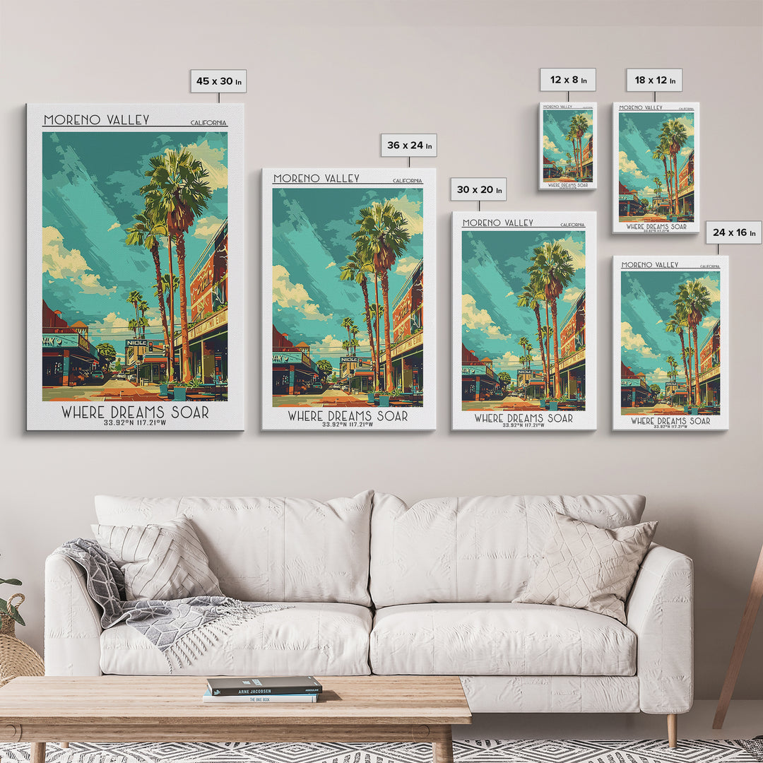 Moreno Valley Travel Poster, Canvas Print, Travel Wall Decor, Minimalist Poster, Modern Wall Decor, Home Office Decor, City Wall Art