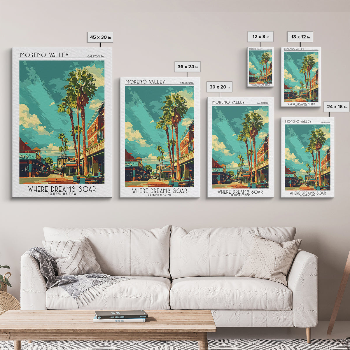 Moreno Valley Travel Poster, Canvas Print, Travel Wall Decor, Minimalist Poster, Modern Wall Decor, Home Office Decor, City Wall Art