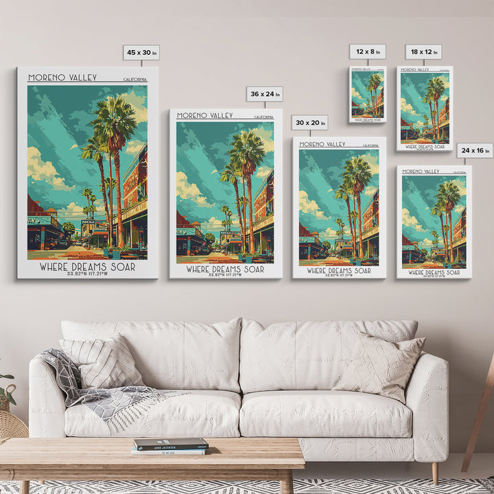 Moreno Valley Travel Poster, Canvas Print, Travel Wall Decor, Minimalist Poster, Modern Wall Decor, Home Office Decor, City Wall Art