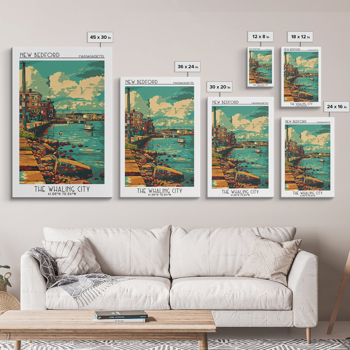New Bedford Travel Poster, Framed Canvas Print, City Travel Poster, Travel Wall Art, Vintage Posters, Travel Posters, Vintage Poster
