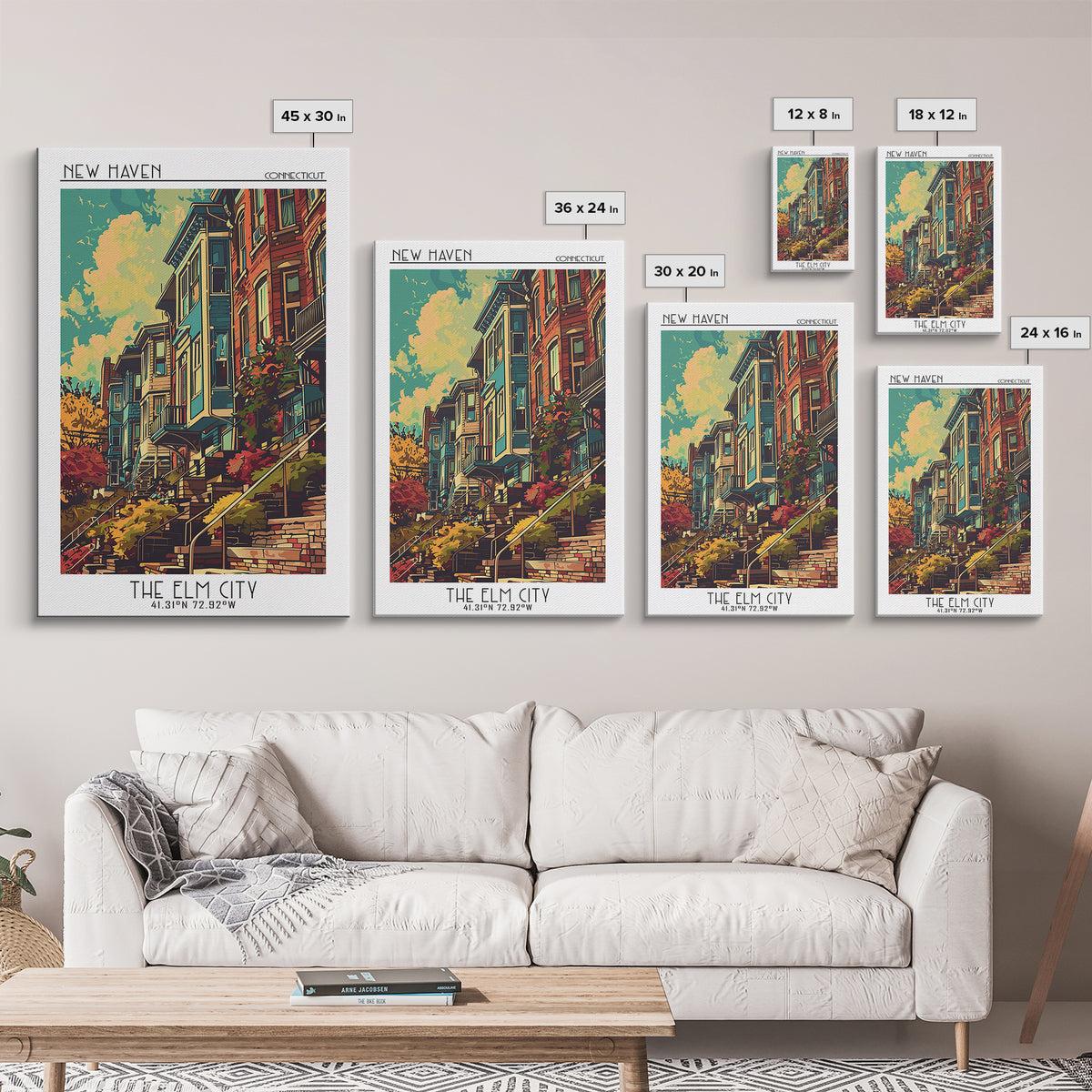 New Haven Travel Poster, Canvas Print, City Travel Poster, Vintage City Poster, Landscape Art, Travel Wall Art, Mid Century Wall Art