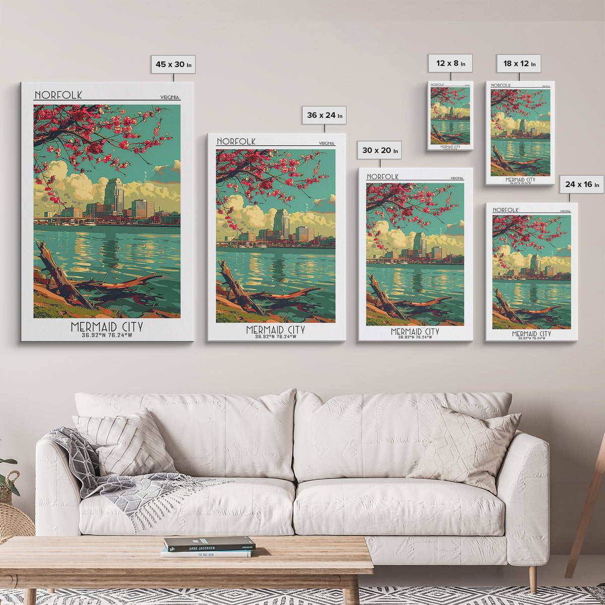 Norfolk Travel Poster, Framed Canvas Print, City Travel Poster, Travel Wall Art, Living Room Wall Art, Home Office Decor, Poster Art