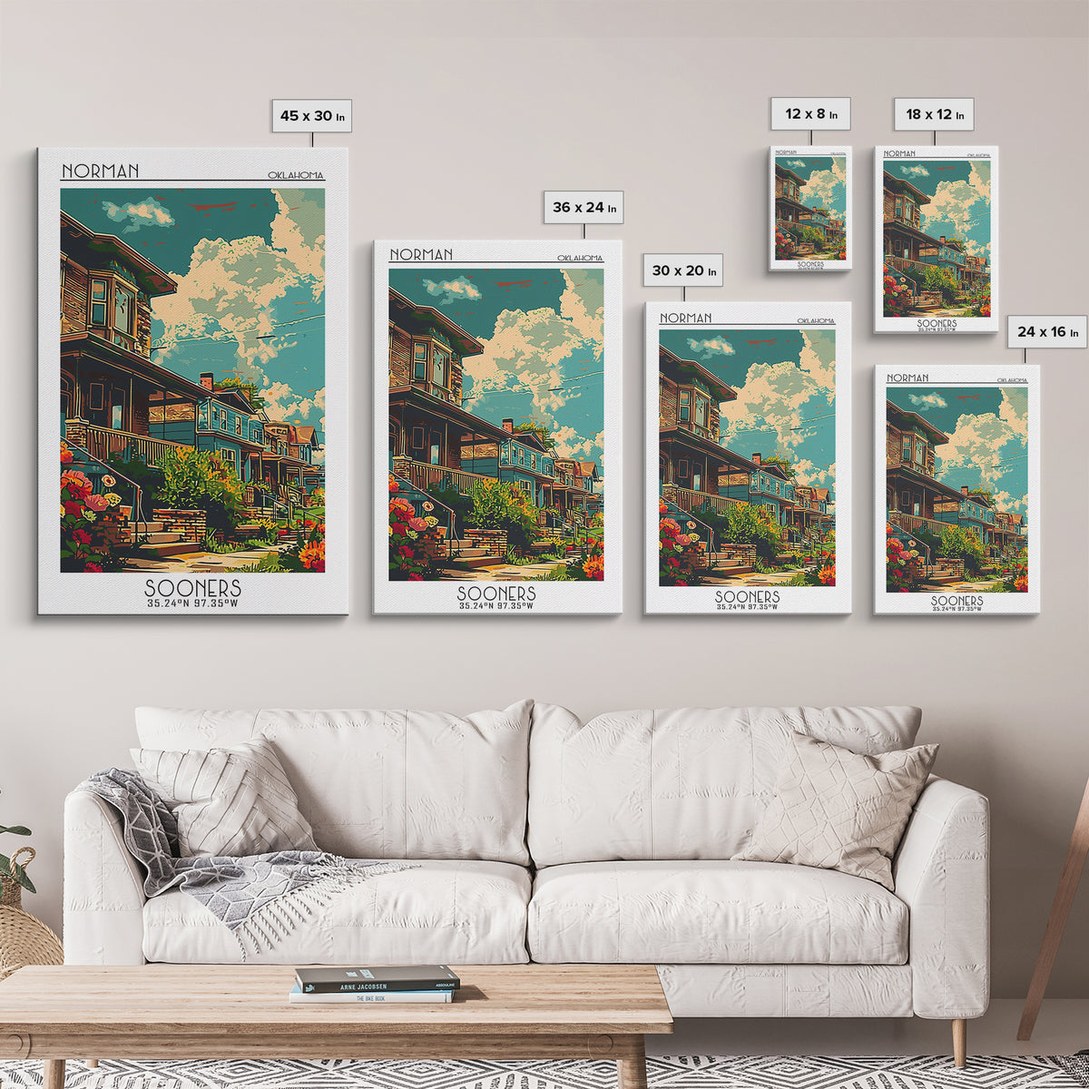 Norman Travel Poster, Canvas Print, Travel Wall Decor, Minimalist Poster, Wall Art, City Travel Poster, City Art Print, Travel Print