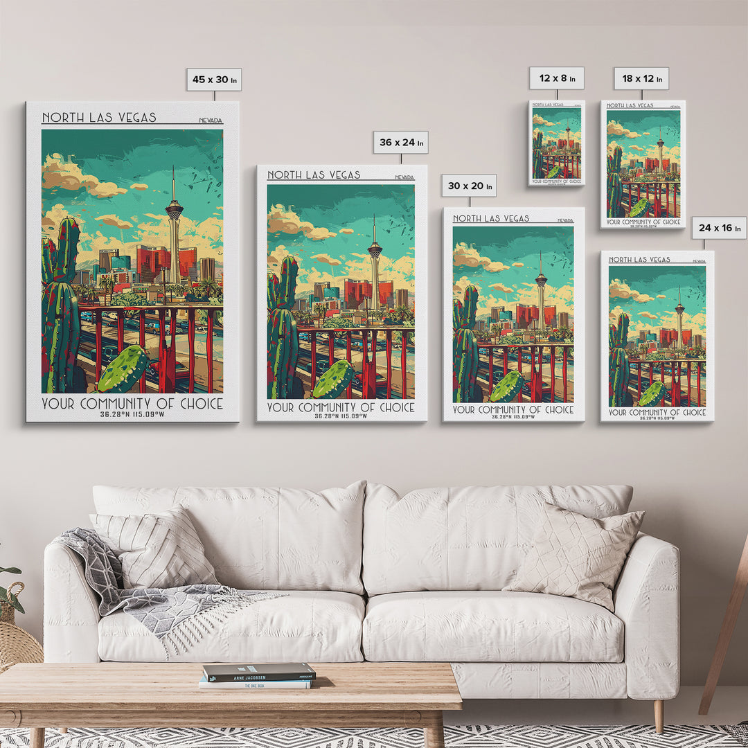 North Las Vegas Travel Poster, Framed Canvas Print, Travel Wall Art, City Wall Art, Travel Art Print, Fine Art Print, Vintage Travel