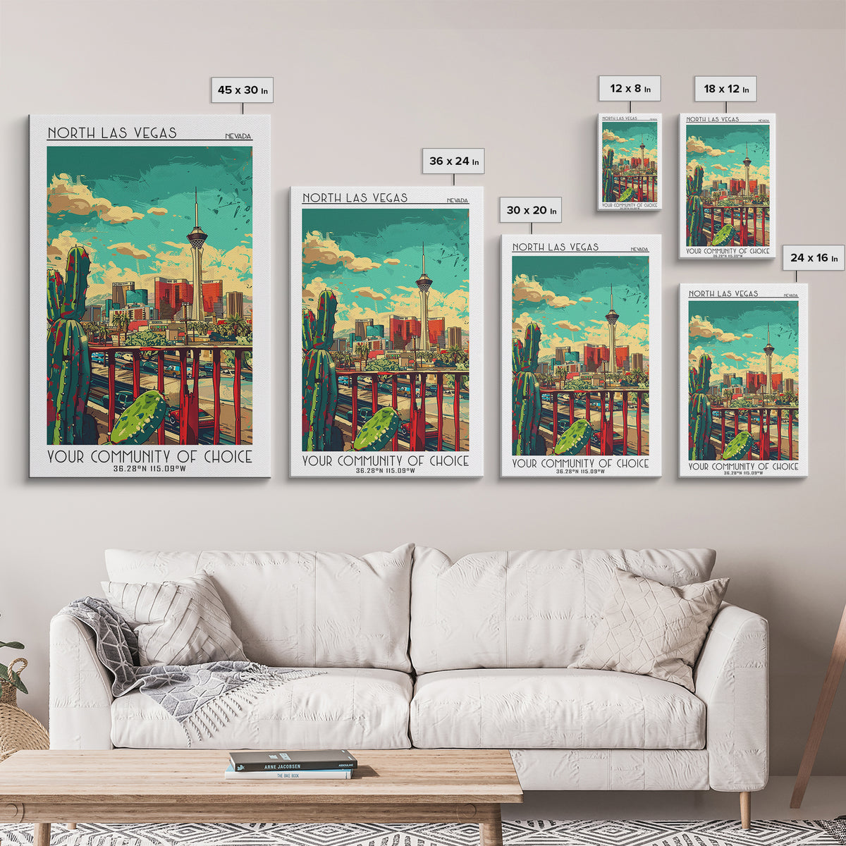North Las Vegas Travel Poster, Framed Canvas Print, Travel Wall Art, City Wall Art, Travel Art Print, Fine Art Print, Vintage Travel