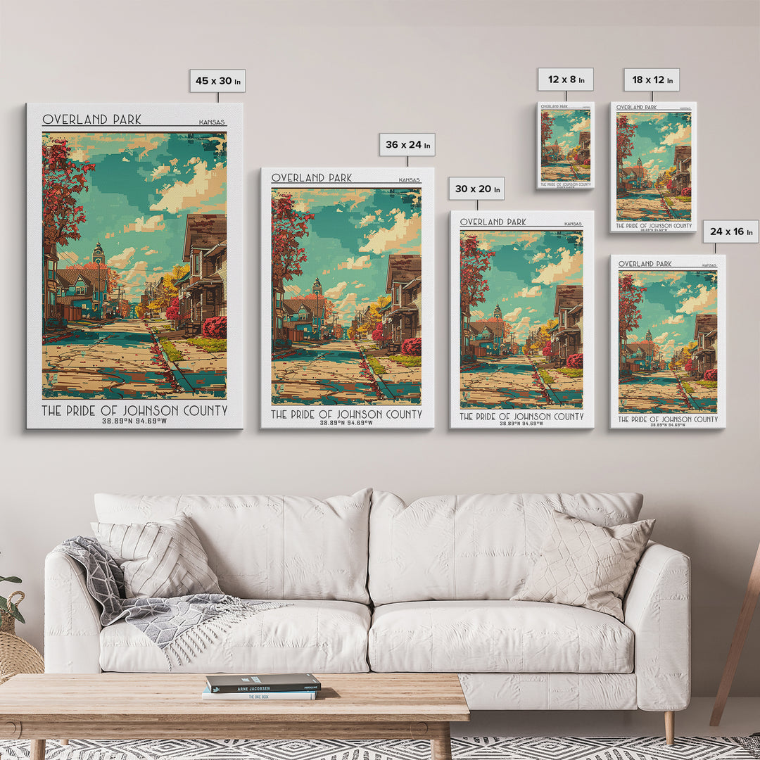 Overland Park Travel Poster, Framed Canvas Print, Vintage Travel Print, City Wall Art, Travel Posters, Travel Prints, City Art Print