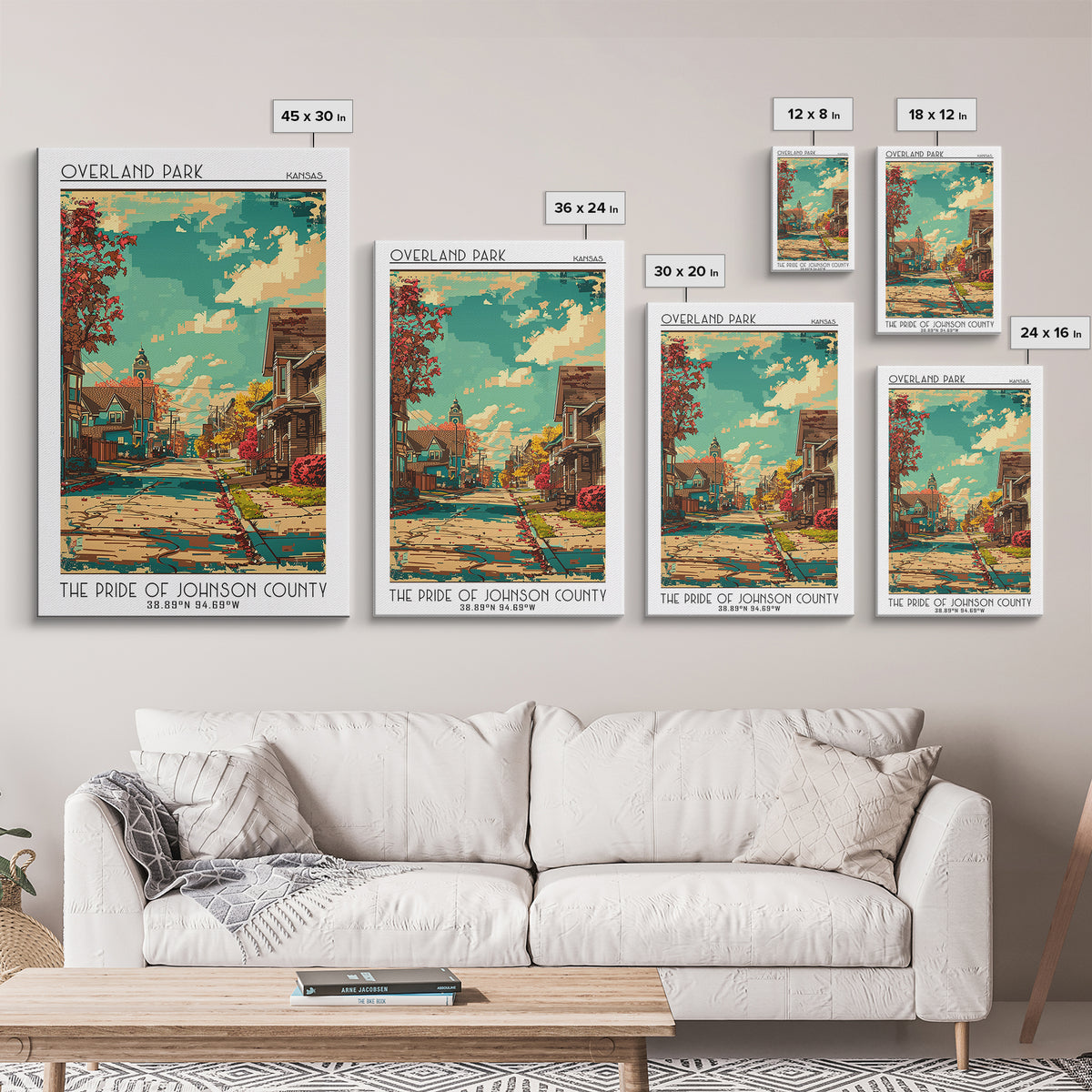 Overland Park Travel Poster, Framed Canvas Print, Vintage Travel Print, City Wall Art, Travel Posters, Travel Prints, City Art Print