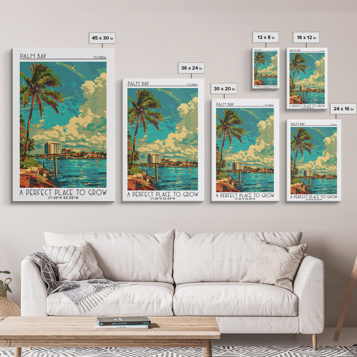 Palm Bay Travel Poster, Canvas Print, City Art Print, Travel Wall Art, Modern Wall Decor, Travel Art Print, City Wall Art, Art Print