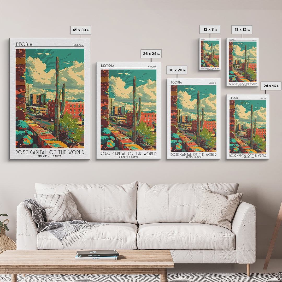 Peoria Travel Poster, Canvas Print, City Travel Poster, Travel Wall Decor, Travel Art Print, Living Room Wall Art, Home Office Decor