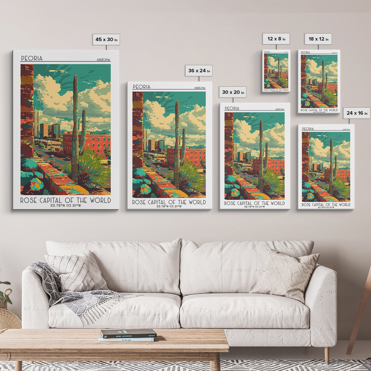 Peoria Travel Poster, Canvas Print, City Travel Poster, Travel Wall Decor, Travel Art Print, Living Room Wall Art, Home Office Decor