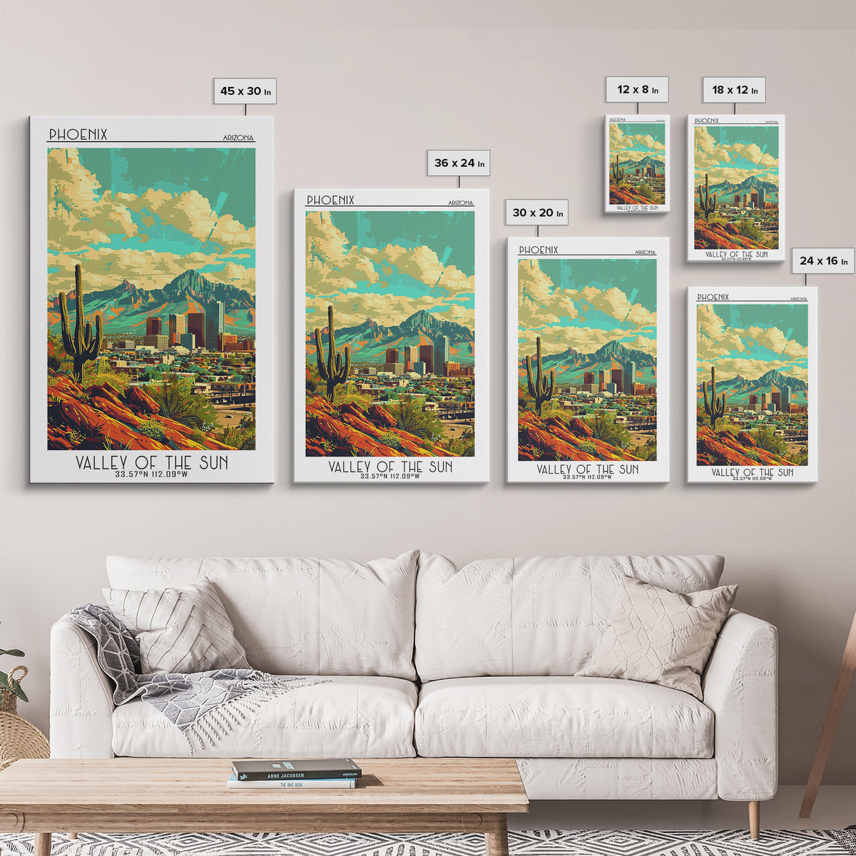 Phoenix Travel Poster, Framed Canvas Print, Vintage Travel Print, City Wall Art, Minimalist Poster, Travel Posters, Travel Art Print