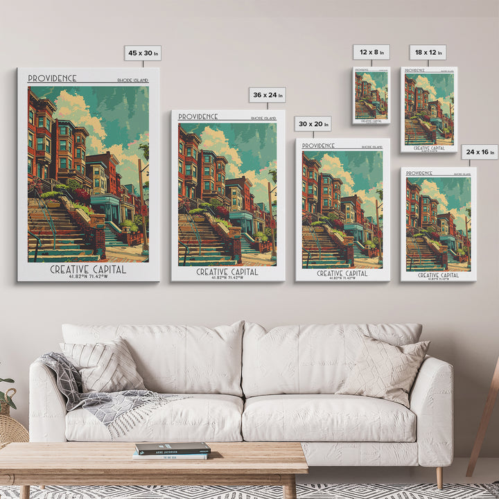 Providence Travel Poster, Framed Canvas Print, Travel Wall Art, City Wall Art, Art Print, Vintage Travel Print, Living Room Wall Art