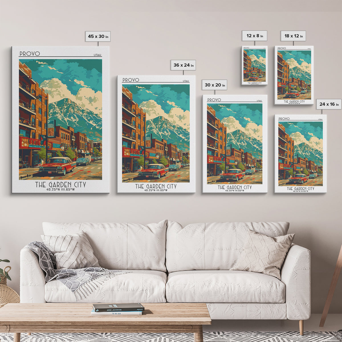 Provo Travel Poster, Canvas Print, Retro Wall Art, Travel Print, Mid Century Wall Art, Art Print, City Art Print, City Travel Poster