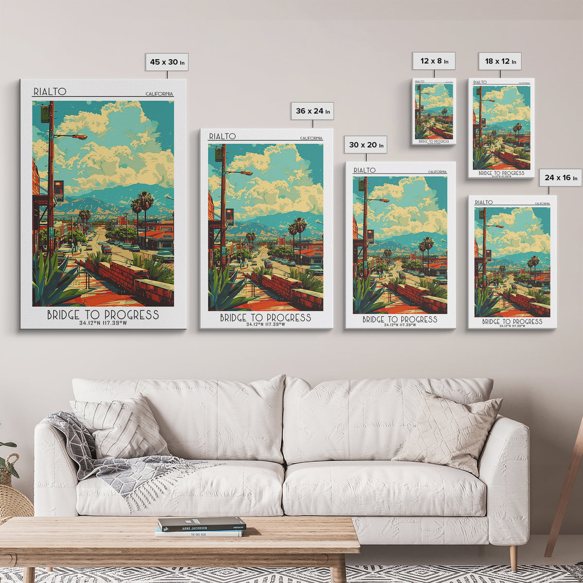 Rialto Travel Poster, Framed Canvas Print, Travel Wall Art, City Wall Art, Poster Print, Wall Art, Wanderlust Gift, Travel Art Print