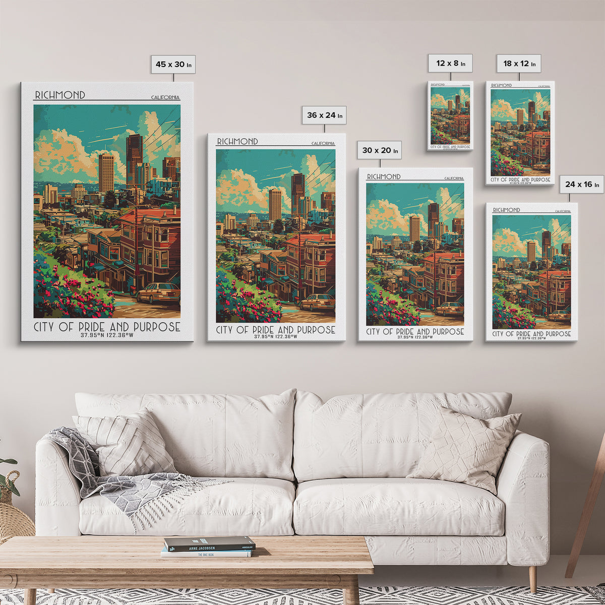 Richmond Travel Poster, Canvas Print, Travel Wall Art, City Wall Art, Vintage Posters, Vintage Travel Art, Wanderlust Gift, Wall Art