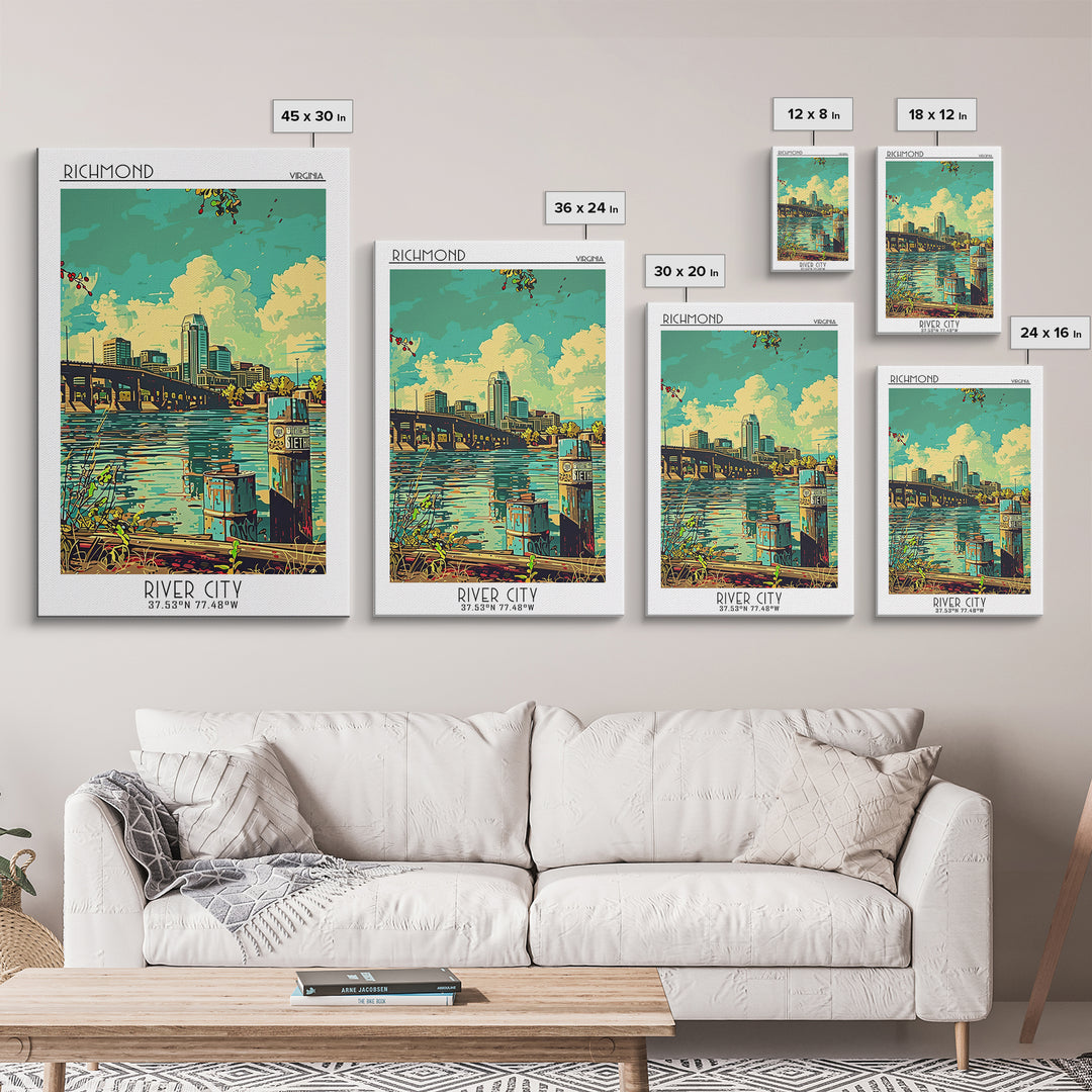 Richmond Virginia Travel Poster, Framed Canvas Print, Poster Print, Travel Wall Art, Home Office Decor, Travel Print, Travel Posters