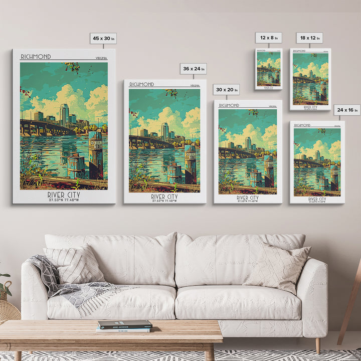 Richmond Virginia Travel Poster, Framed Canvas Print, Poster Print, Travel Wall Art, Home Office Decor, Travel Print, Travel Posters