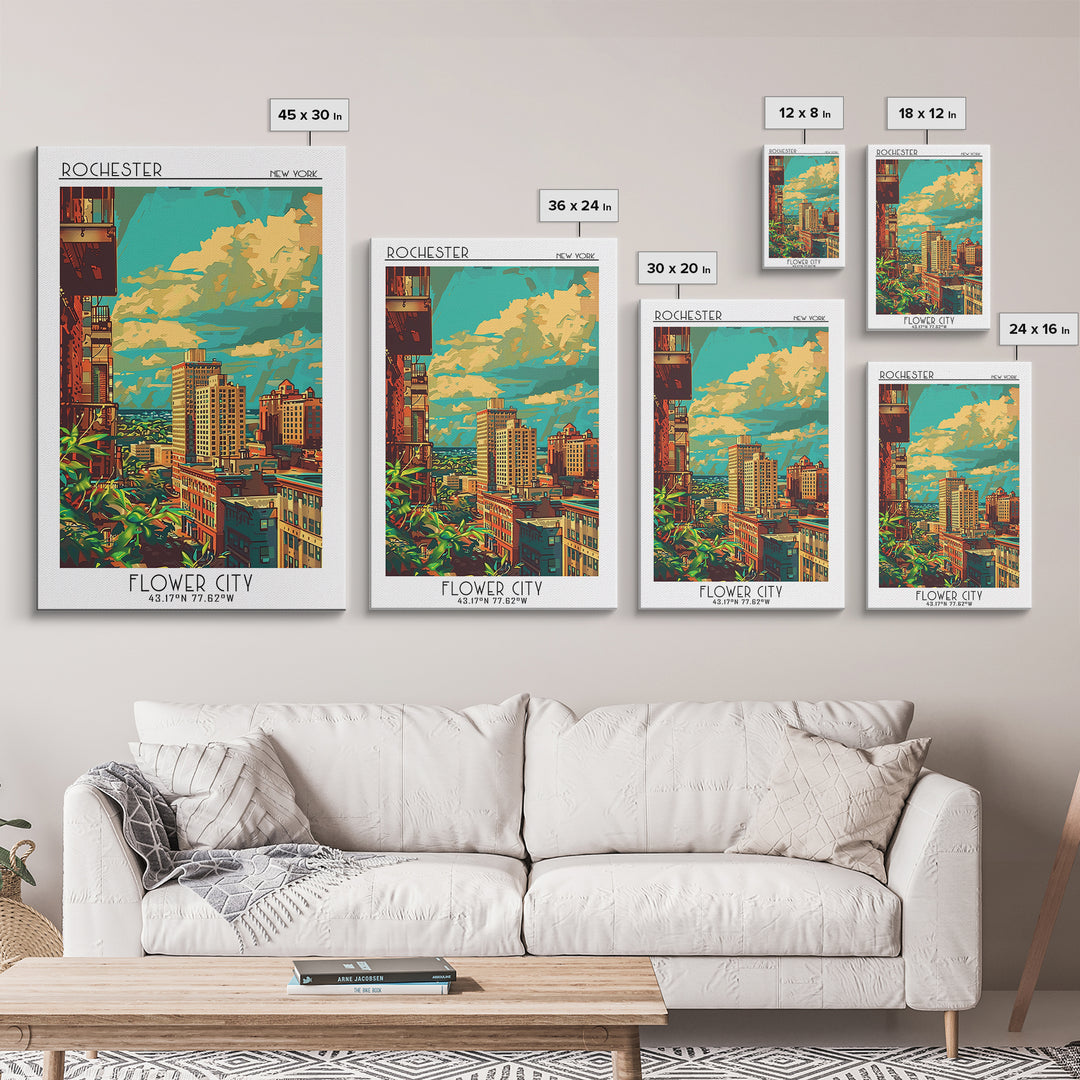 Rochester New York Travel Poster, Canvas Print, Travel Wall Art, City Wall Art, Vintage Travel, City Art Print, Living Room Wall Art