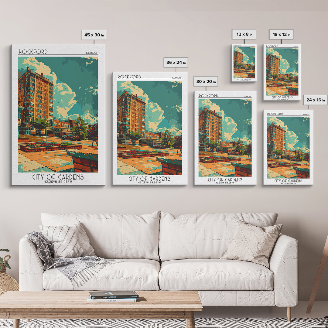 Rockford Travel Poster, Canvas Print, Travel Prints, Landscape Art, Wanderlust Gift, Poster Art, Vintage Travel Art, Vintage Posters