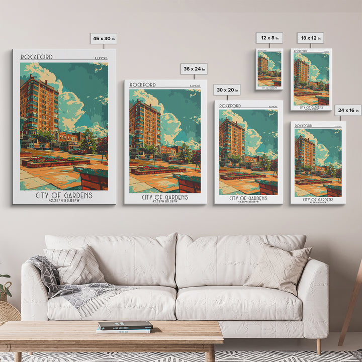 Rockford Travel Poster, Canvas Print, Travel Prints, Landscape Art, Wanderlust Gift, Poster Art, Vintage Travel Art, Vintage Posters