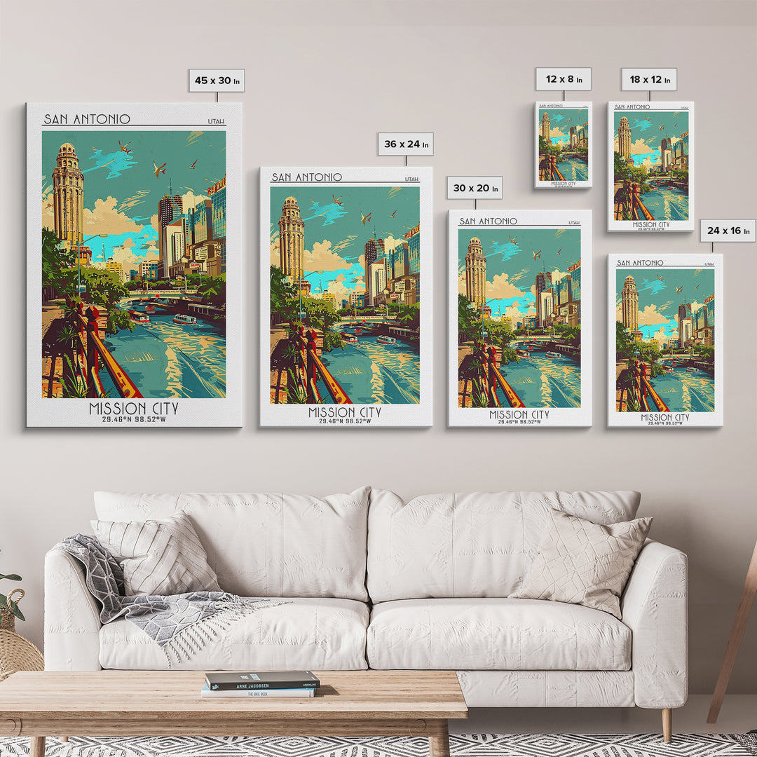 San Antonio Travel Poster, Canvas Print, Vintage Travel Print, City Wall Art, Travel Wall Art, Minimalist Poster, Retro Travel Print